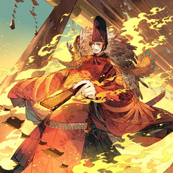 This is a pixiv picture whose title is 【仕事絵】北畠親房-英傑大戦.