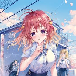 This is a pixiv picture whose title is 「このシェアハウスは恋愛禁止なのに、どう見ても告白待ちの顔をされ.