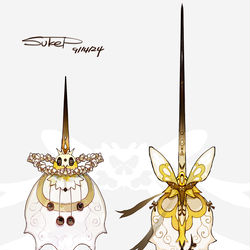 This is a pixiv picture whose title is アブリー・アブリボンモチーフの武器（ポケモン）.