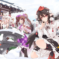 This is a pixiv picture whose title is 『文々。新聞友の会』カレンダー12月.