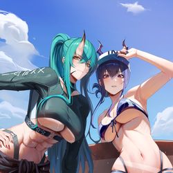 This is a pixiv picture whose title is Hoshiguma and Ch'en.