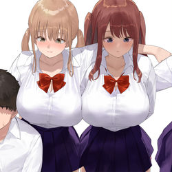 This is a pixiv picture whose title is おっぱいをぶつけて遊ぶ巨乳女子達（2枚）.