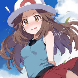 This is a pixiv picture whose title is skeb🍃例え火の中水の中リーフちゃんのスカートの中.
