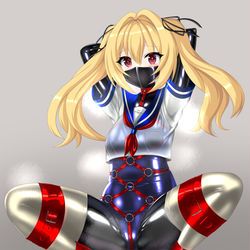 This is a pixiv picture whose title is ぴっちりボディハーネス拘束セーラースク水の風見エレン.