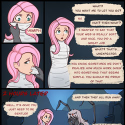 This is a pixiv picture whose title is Fluttershy and the Spider(?): P3.