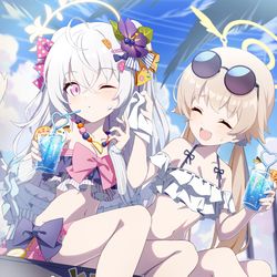 This is a pixiv picture whose title is 水着アズサ＆水着ヒフミ.