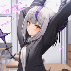 This is a pixiv picture whose title is 隣の山田４日目  「数学の授業、寝てた?」.