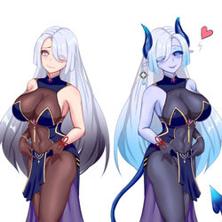 This is a pixiv picture whose title is 申鹤淫魔化（穿衣服查分）.