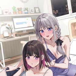 This is a pixiv picture whose title is 小恋...差不多该去...该去睡觉了吧？.