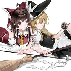 This is a pixiv picture whose title is 霊夢×魔理沙.