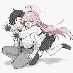 This is a pixiv picture whose title is 先生とホシノ.