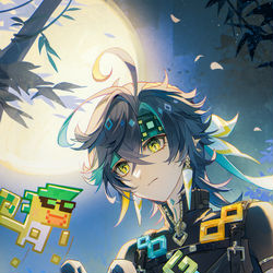 This is a pixiv picture whose title is 🌙.