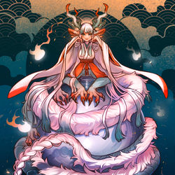 This is a pixiv picture whose title is 【Skeb】白蒼龍娘.