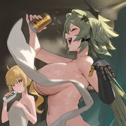 This is a pixiv picture whose title is 「洗ったらやっぱり冷たいものが一番！」.