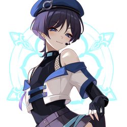 This is a pixiv picture whose title is Scaramouche (hoyofair outfit).