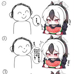 This is a pixiv picture whose title is カヨコとスイカ.