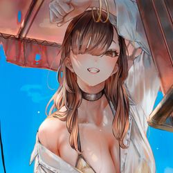 This is a pixiv picture whose title is ”13時48分　気温32℃　悪戯好きな後輩”.
