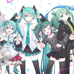 This is a pixiv picture whose title is セカイの初音ミク✌︎✌︎.