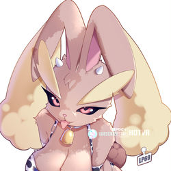 This is a pixiv picture whose title is Lopunny in cowkini.