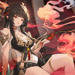 This is a pixiv picture whose title is 双烟一气凌红霞.