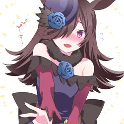 This is a pixiv picture whose title is 勝利の暁にはぎこちないピースをしてくれるライスちゃん.