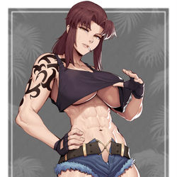 This is a pixiv picture whose title is Revy's abs- Black Lagoon.
