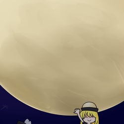 This is a pixiv picture whose title is 「月がデカいですね」.