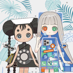 This is a pixiv picture whose title is 黒電話ちゃんとスマホちゃん📞📱.