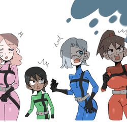 This is a pixiv picture whose title is 女体化ヒーロー雪だるま化.