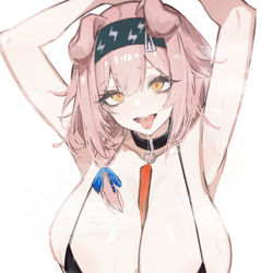 This is a pixiv picture whose title is ゴールデングローにちっさいビキニと股上スカートを着てもらおう。.