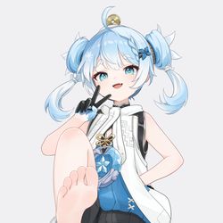 This is a pixiv picture whose title is 釉瑚: 杂鱼闭嘴 吃脚 (๑･▱･๑)!!.