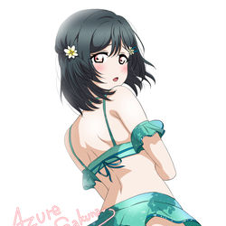 This is a pixiv picture whose title is 【そ、そんなにじっと見ないでください…】　三船栞子.