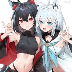 This is a pixiv picture whose title is 黑上フブキ🖤🤍白上フブキ.