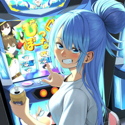 This is a pixiv picture whose title is 『100分後に全て溶けるアクア』.