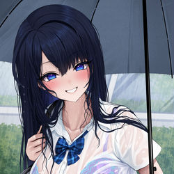 This is a pixiv picture whose title is 「ねぇ、狩谷君。こっち向いて」(ガリ勉くんと裏アカさん2).
