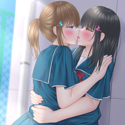 This is a pixiv picture whose title is 「大人のキス…しよっか。」.