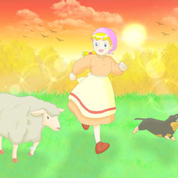 This is a pixiv picture whose title is 夕暮れのひととき.