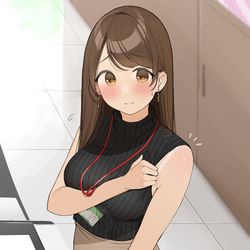 This is a pixiv picture whose title is 日焼け跡が気になるOLちゃん.