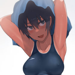 This is a pixiv picture whose title is プール上がりに目が合う.