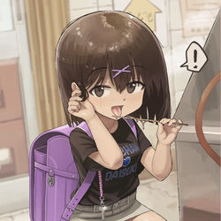 This is a pixiv picture whose title is 帰宅中によく会う近所の子.