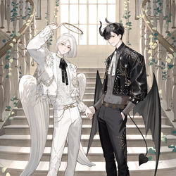 This is a pixiv picture whose title is 👼👿.