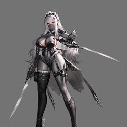 This is a pixiv picture whose title is 女仆刺客（稿）.