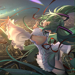 This is a pixiv picture whose title is 初音：为黎明而歌！.