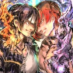 This is a pixiv picture whose title is 京vs庵.