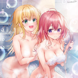 This is a pixiv picture whose title is 一緒にお風呂に入る玲奈と陽万里.
