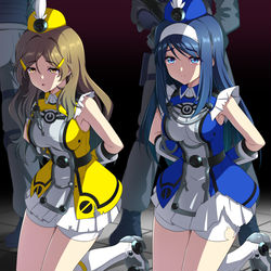 This is a pixiv picture whose title is 二葉あおいと四宮ひまわり 二人拘束待機.