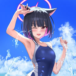 This is a pixiv picture whose title is 競泳水着カズサ.