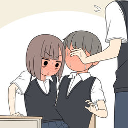 This is a pixiv picture whose title is 肩がぶつかりバランスを崩して膝の上に座ってしまったノーパンのJK.