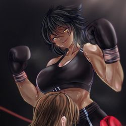This is a pixiv picture whose title is Surrender, huh? (comm).