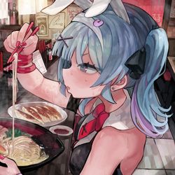 This is a pixiv picture whose title is 初音ミク　ラーメン.